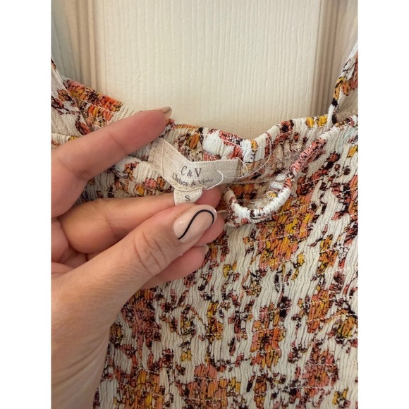 Chelsea & Violet Smocked Floral Cottagecore Mini Dress Small Boho - Picture 5 of 9